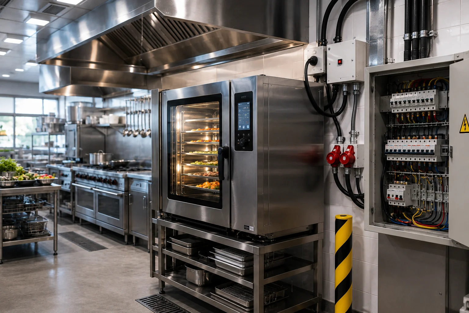 Combi Oven พร้อมระบบไฟสำหรับครัวร้านอาหารขนาดใหญ่