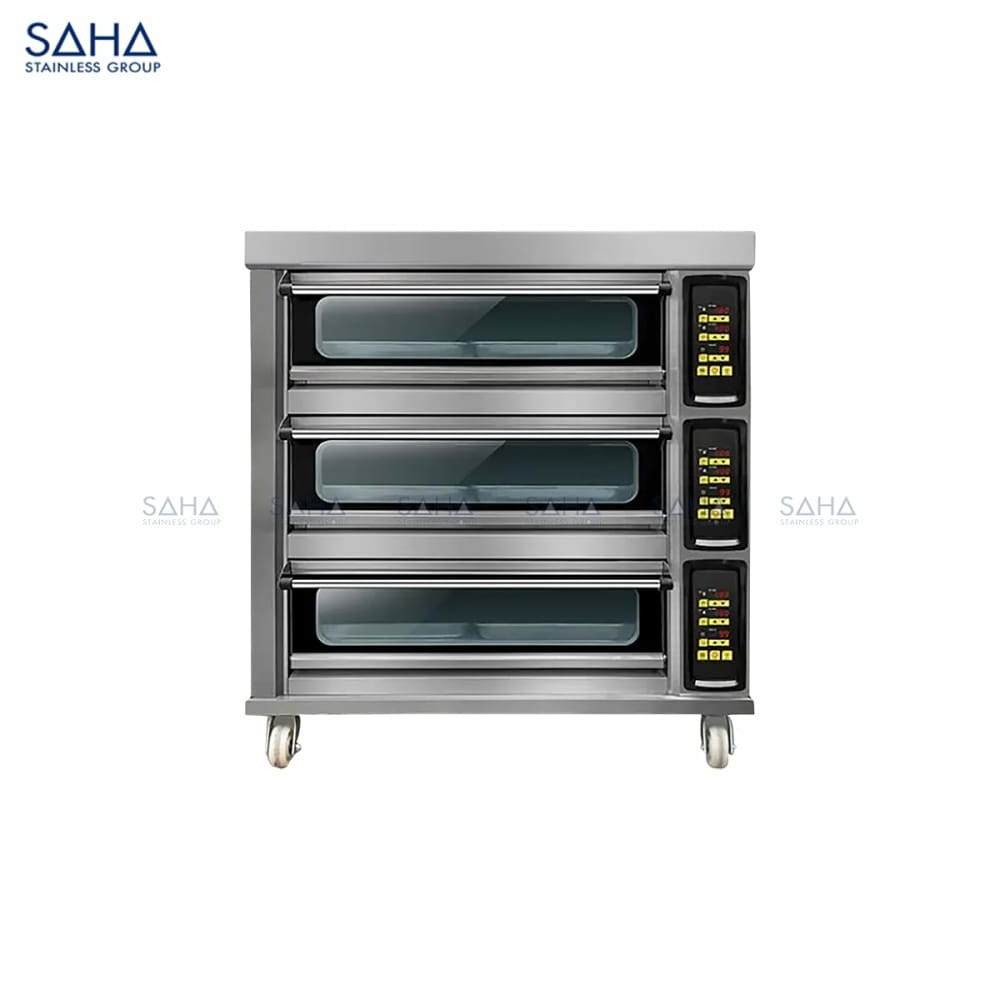 Electric-Deck-Oven-Premium-3-Tiers-6-Trays-360L.jpg SAHA - Electric Premium 3 Tiers 6 Trays 360L w/stone & steam – SHDOS2EPT6X