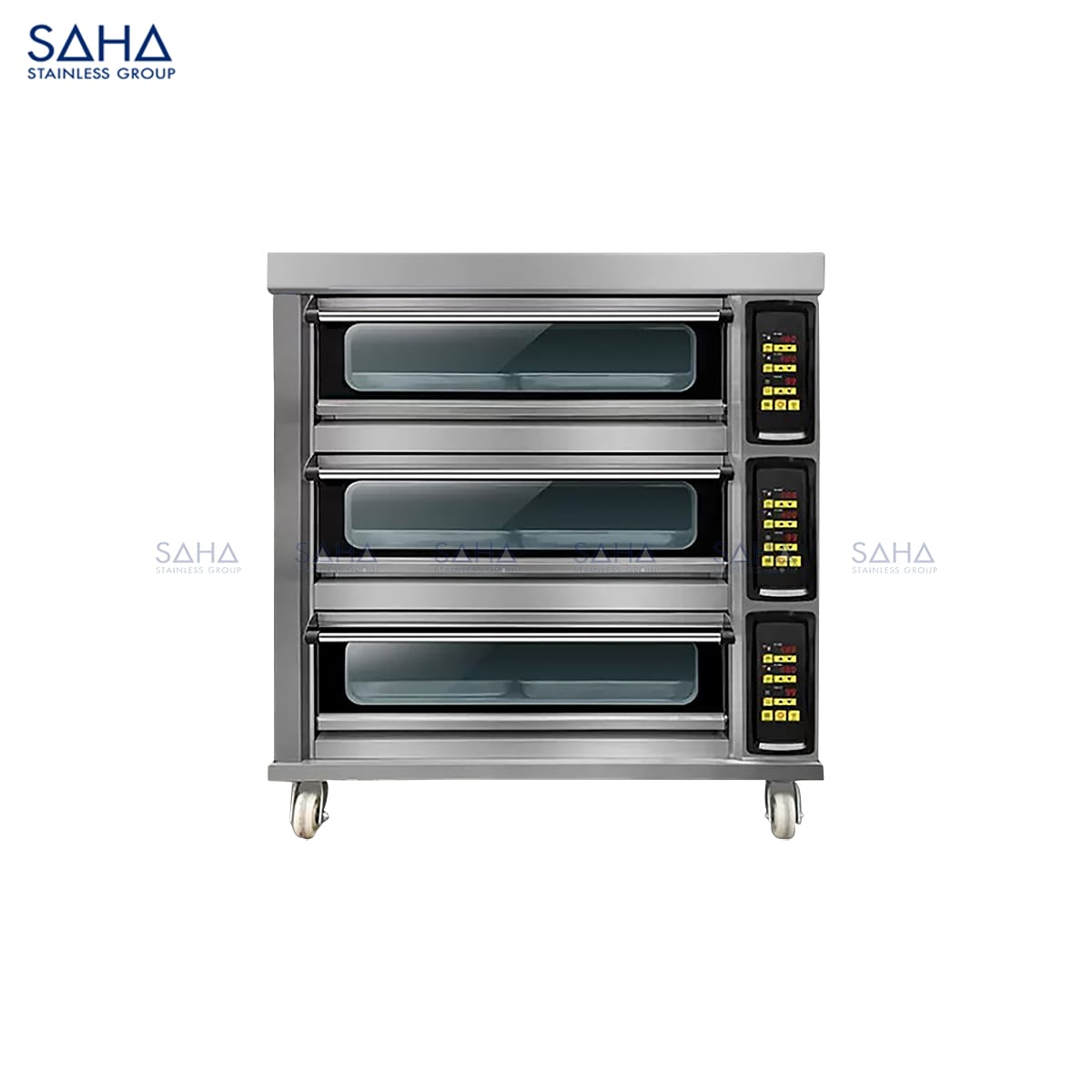 Electric-Deck-Oven-Premium-3-Tiers-6-Trays-360L.jpg SAHA - Electric Premium 3 Tiers 6 Trays 360L w/stone & steam – SHDOS2EPT6X