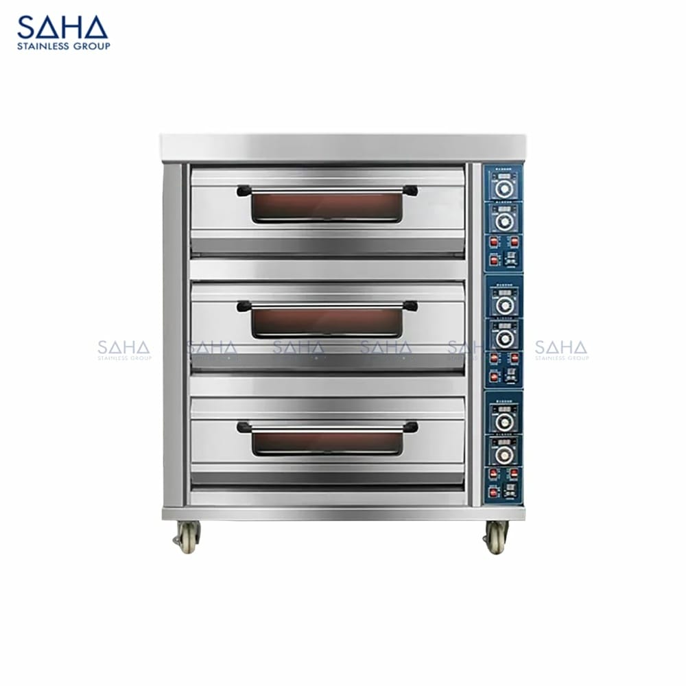 Electric-Deck-Oven-Smart-3-Tier-6-Trays-360L-SHDOS2EST6.jpg SAHA - Electric Smart 3 Tiers 6 Trays 360L w/stone & steam – SHDOS2EST6X