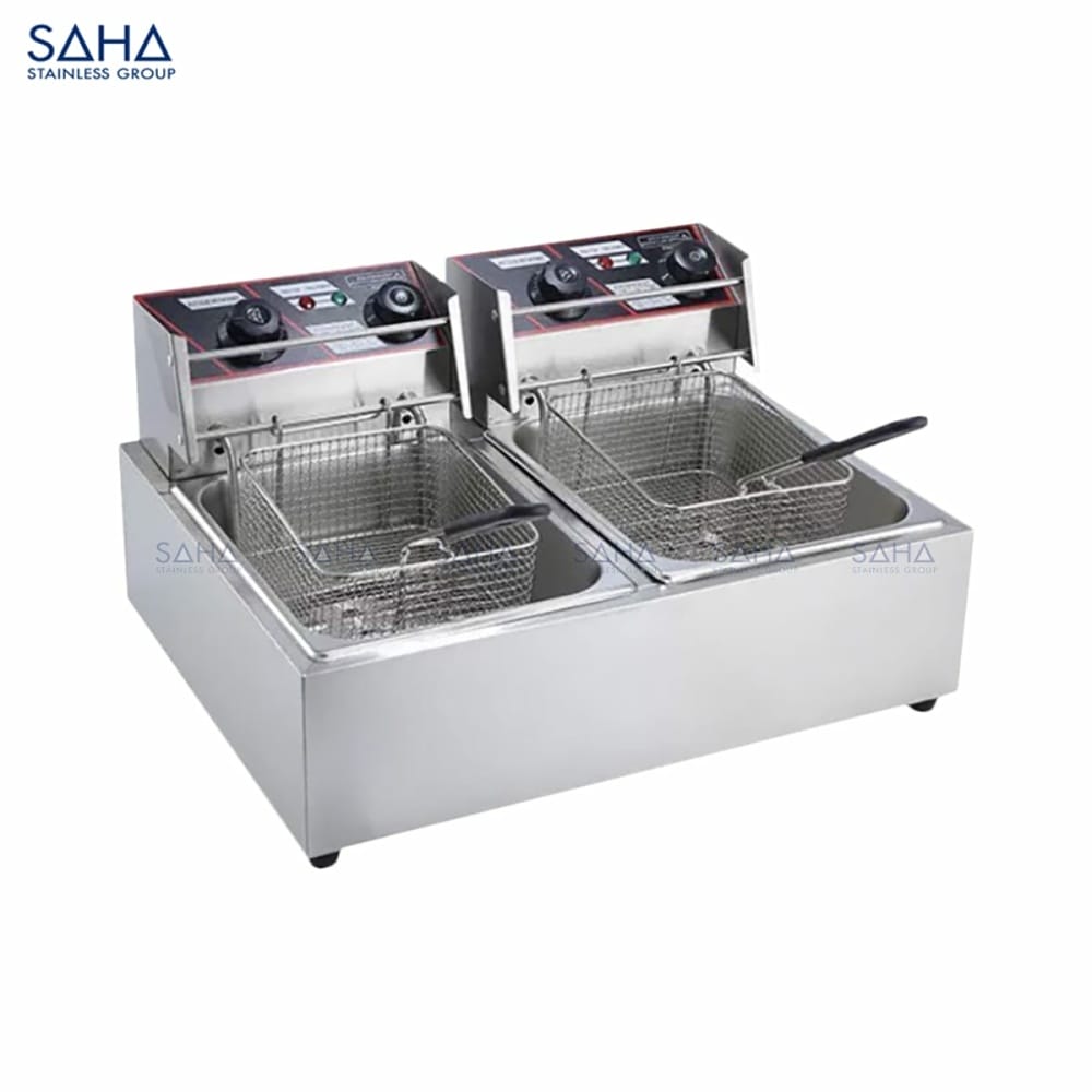 SAHA - Electric counter top fryer 2 tanks 6+6 litres   - SHDFS2CT2L6X