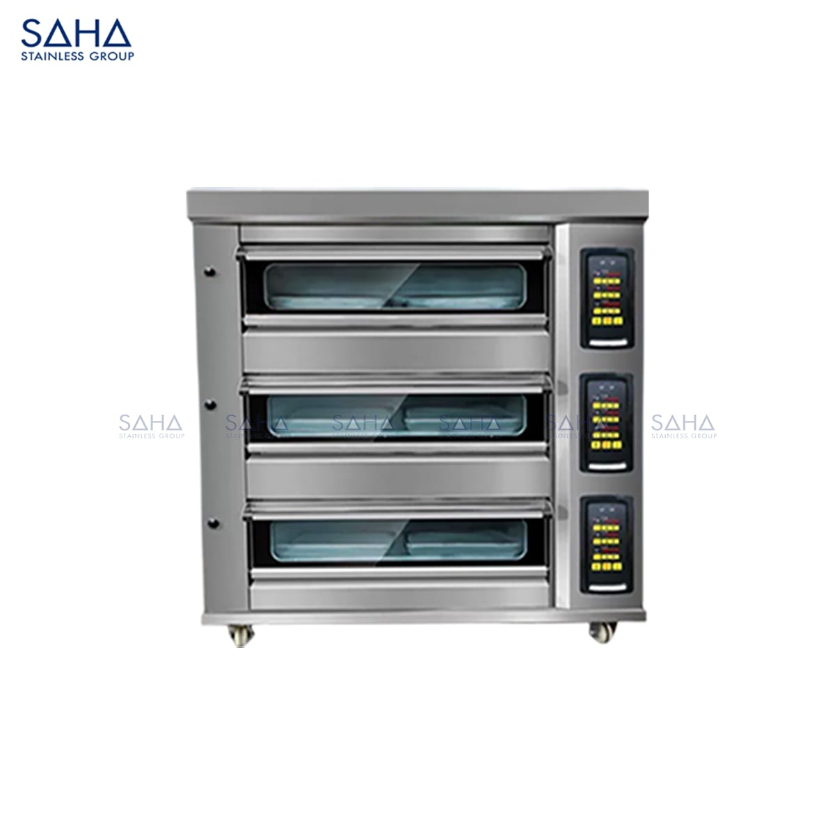 Gas-Deck-Oven-Premium-3-Tiers-6-Trays-360L.jpg SAHA - Gas Premium 3 Tiers 6 Trays 360L w/stone & steam – SHDOS2GPT6X