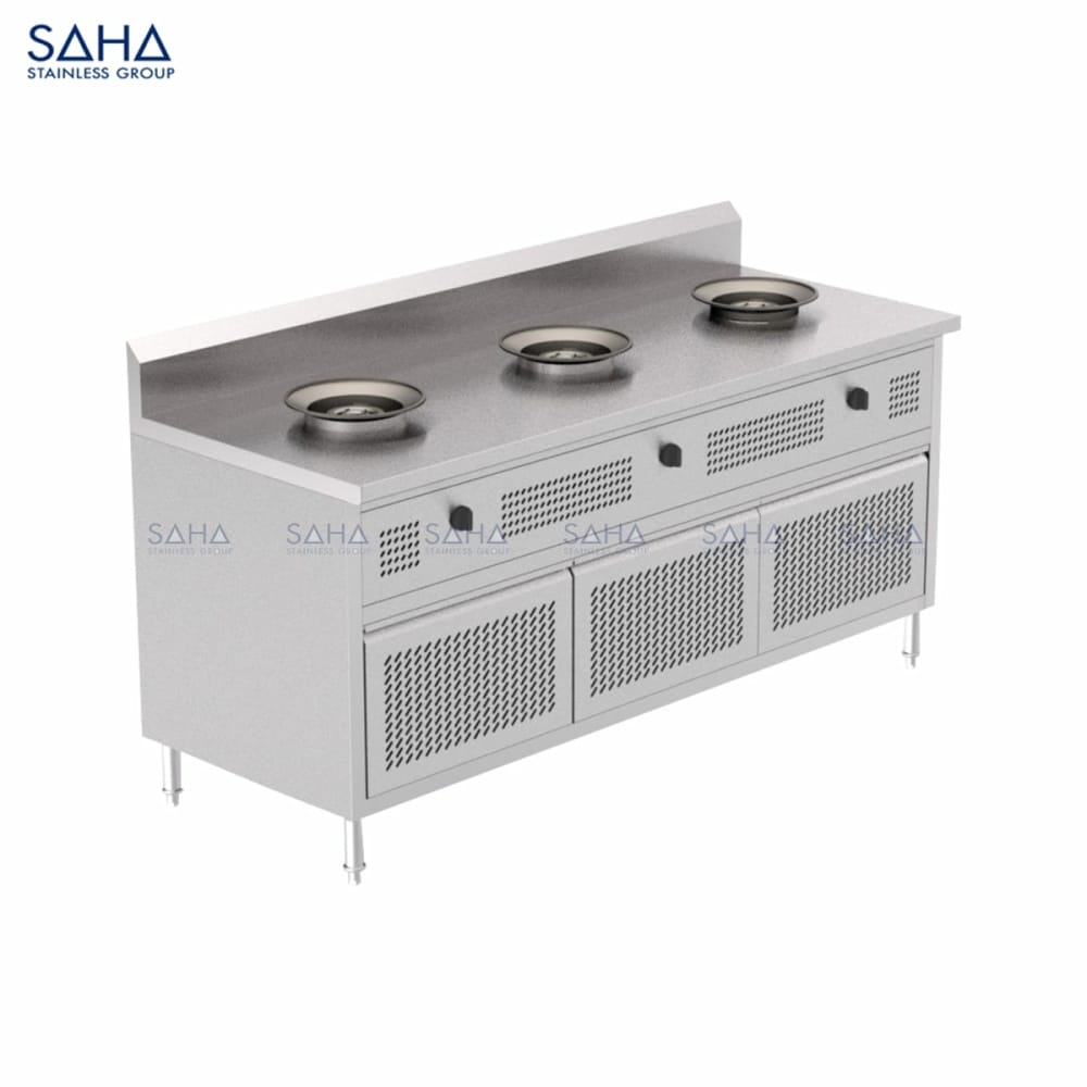 RG203_Auto.jpg SAHA - Automatic 3-Hi Burner Thai Cooking Range with Hinge Door - SHRGC231A