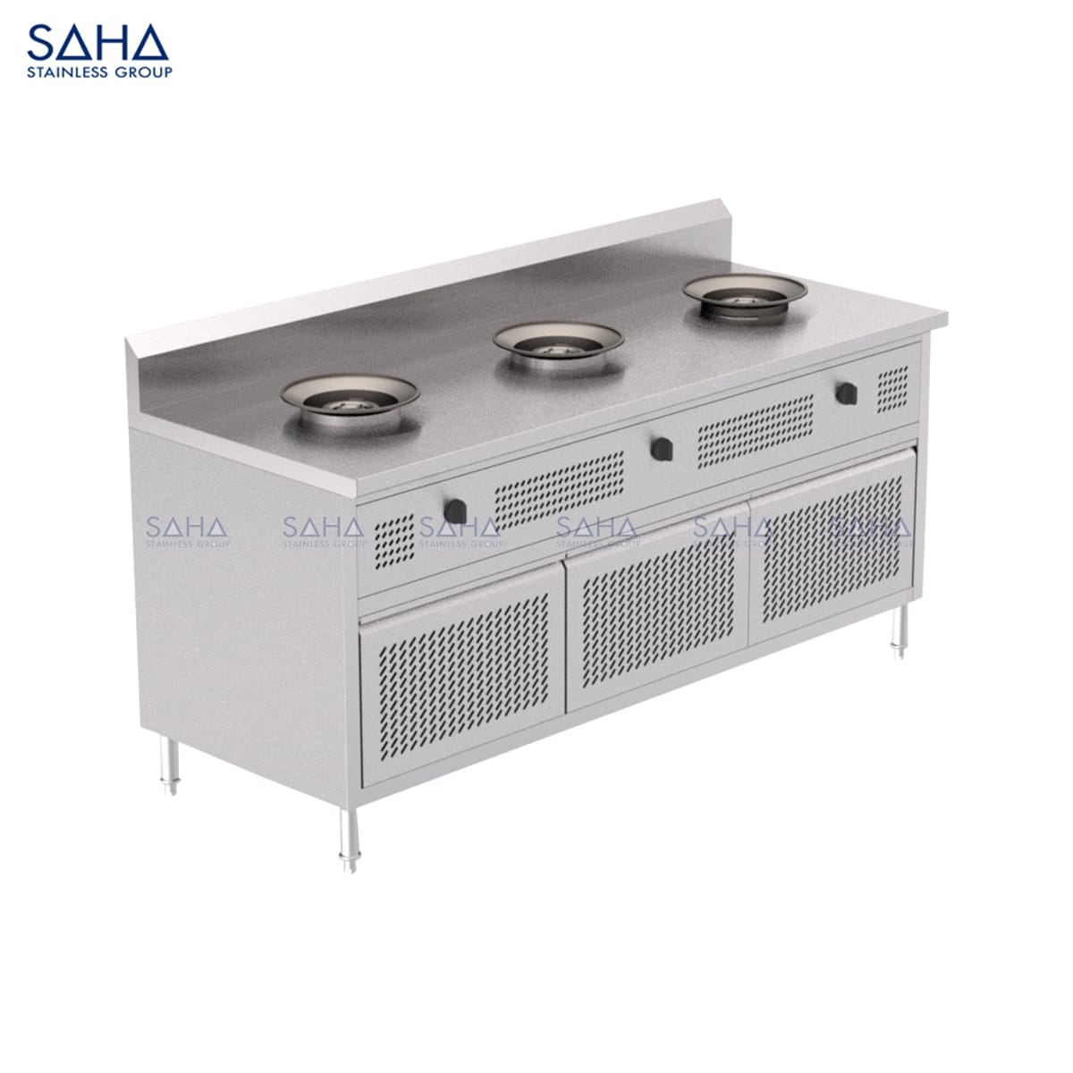RG203_Auto.jpg SAHA - Automatic 3-Hi Burner Thai Cooking Range with Hinge Door - SHRGC231A