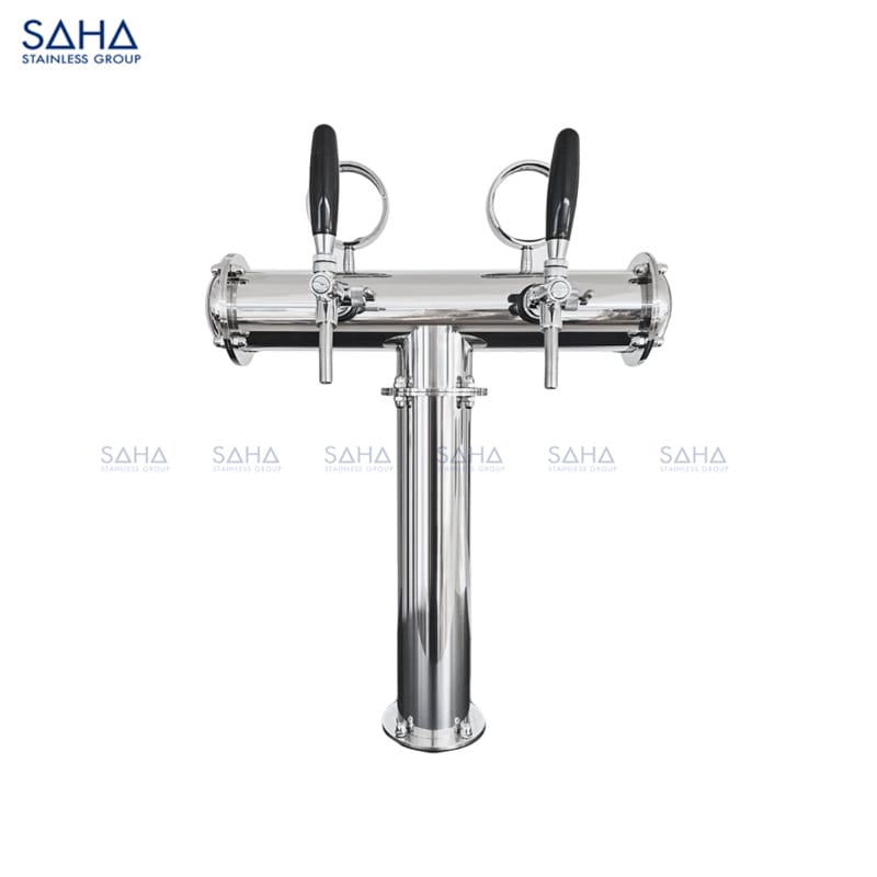 SAHA 2 Taps Draft Beer Tower Dispenser - Stainless T Shape Model SHBTS1ST2A Web SAHA - 2 Taps Draft Beer Tower Dispenser - Stainless T Shape – SHBTS1ST2A