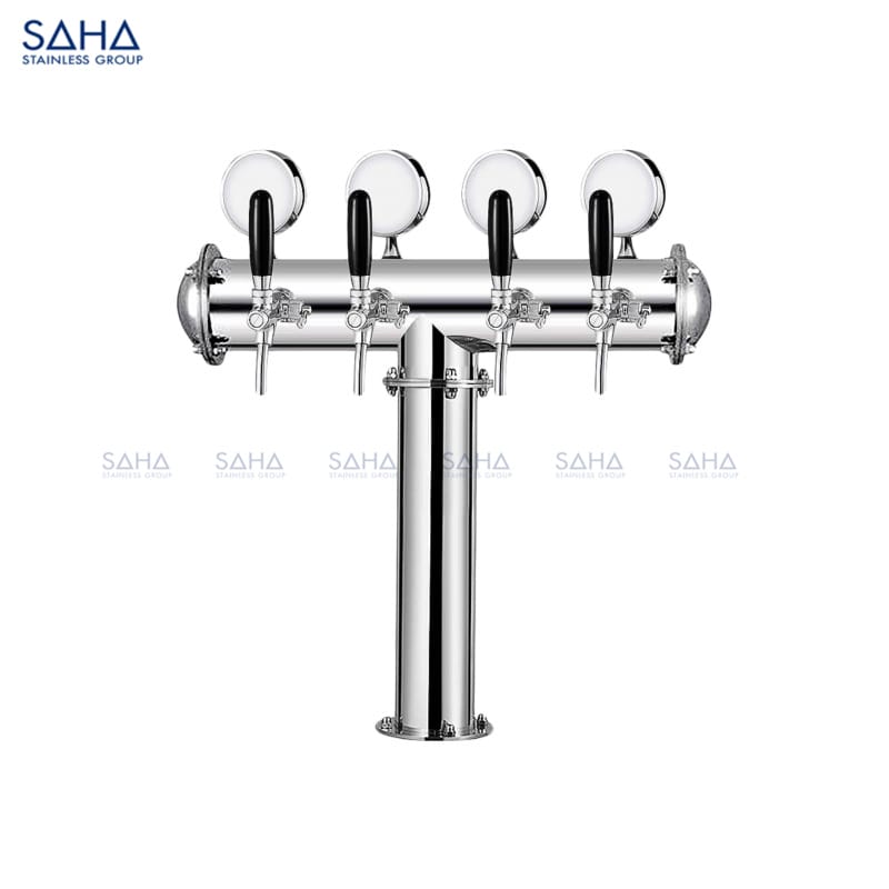 SAHA 4 Taps Draft Beer Tower Dispenser - Stainless T Shape Model SHBTS1ST4A Web SAHA - 4 Taps Draft Beer Tower Dispenser - Stainless T Shape – SHBTS1ST4A