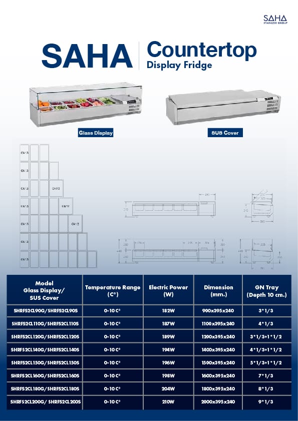 SAHA Countertop Display Fridge SAHA – Countertop Display Fridge 1.8 Meter (Glass Display) – SHRFS2CL180G