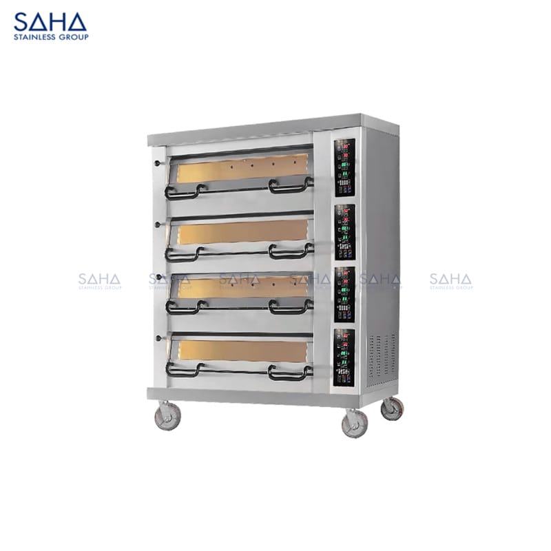 SAHA Electric European Deckoven 4 Tiers 12 Trays w stone & steam Model SHDOS5ERT12X Web SAHA - Electric European Deckoven 4 Tiers 12 Trays w/stone & steam – SHDOS5ERT12X