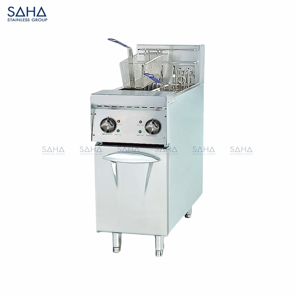 SAHA-Electric-Fryer-2-Tanks-2-Baskets-1414-litres-66KW-Model-SHDFS3SET2C-Web.jpg SAHA - Electric Fryer 2 Tanks & 2 Baskets, 14+14 litres, 6+6KW - SHDFS3SET2C