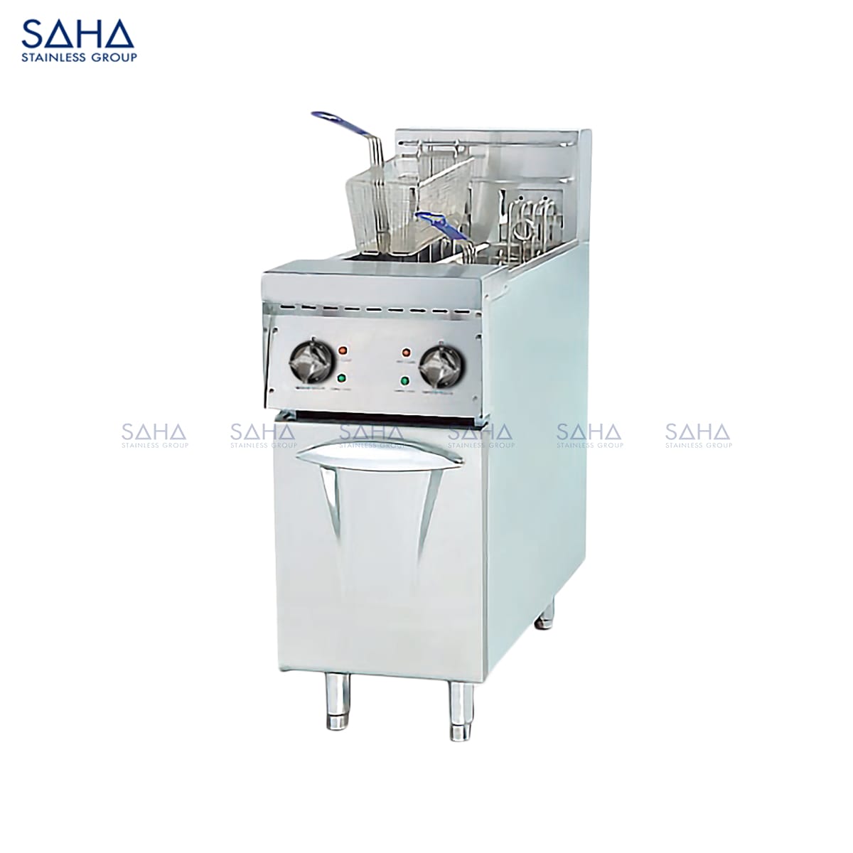 SAHA-Electric-Fryer-2-Tanks-2-Baskets-1414-litres-66KW-Model-SHDFS3SET2C-Web.jpg SAHA - Electric Fryer 2 Tanks & 2 Baskets, 14+14 litres, 6+6KW - SHDFS3SET2C