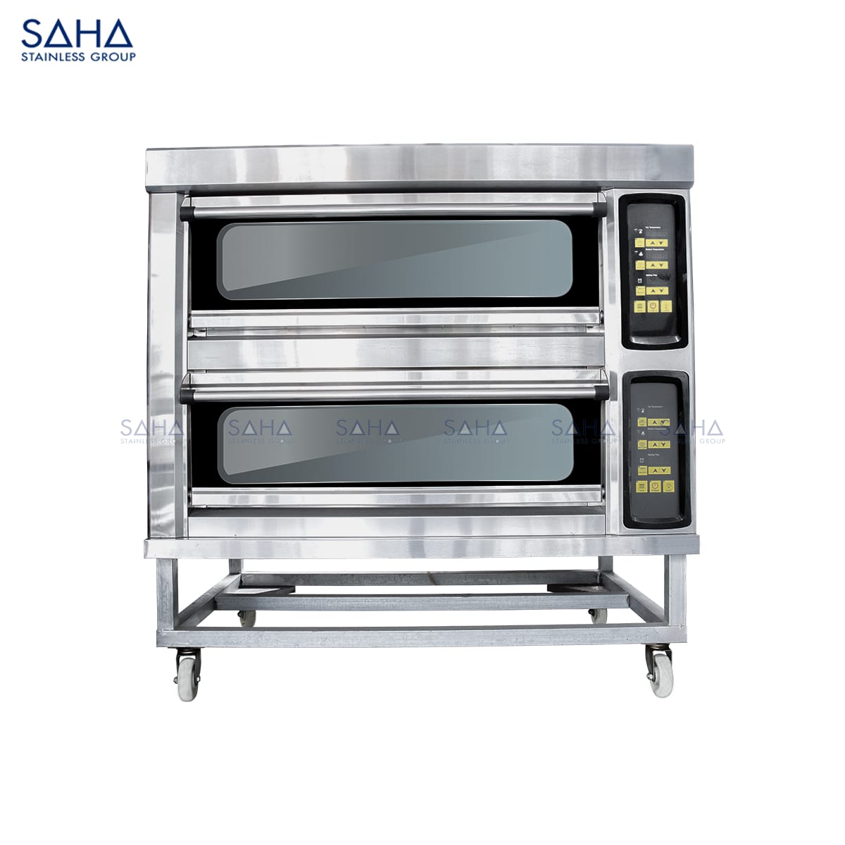 SAHA-Electric-Premium-2-Tiers-4-Trays-240L-w-stone-Model-SHDOS2EPT4S.jpg เตาอบไฟฟ้า SAHA และ Gas Deck Oven คุณภาพสูง