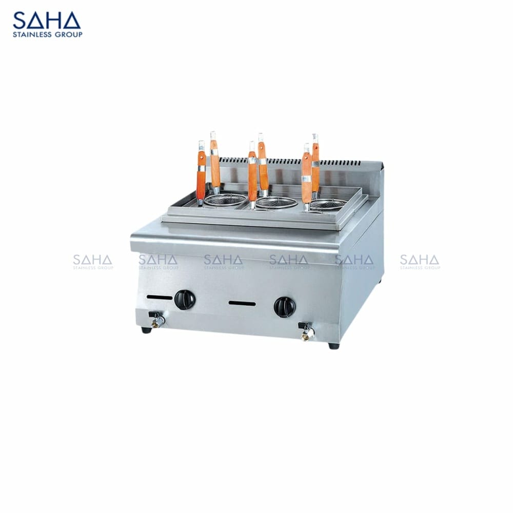 SAHA-Gas-Counter-Top-Pasta-Cooker-6-Baskets-Model-SHPCS2CGB6-Web.jpg SAHA - Gas Counter Top Pasta Cooker 6 Baskets - SHPCS2CGB6