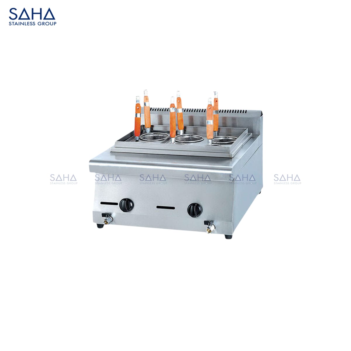 SAHA-Gas-Counter-Top-Pasta-Cooker-6-Baskets-Model-SHPCS2CGB6-Web.jpg SAHA - Gas Counter Top Pasta Cooker 6 Baskets - SHPCS2CGB6