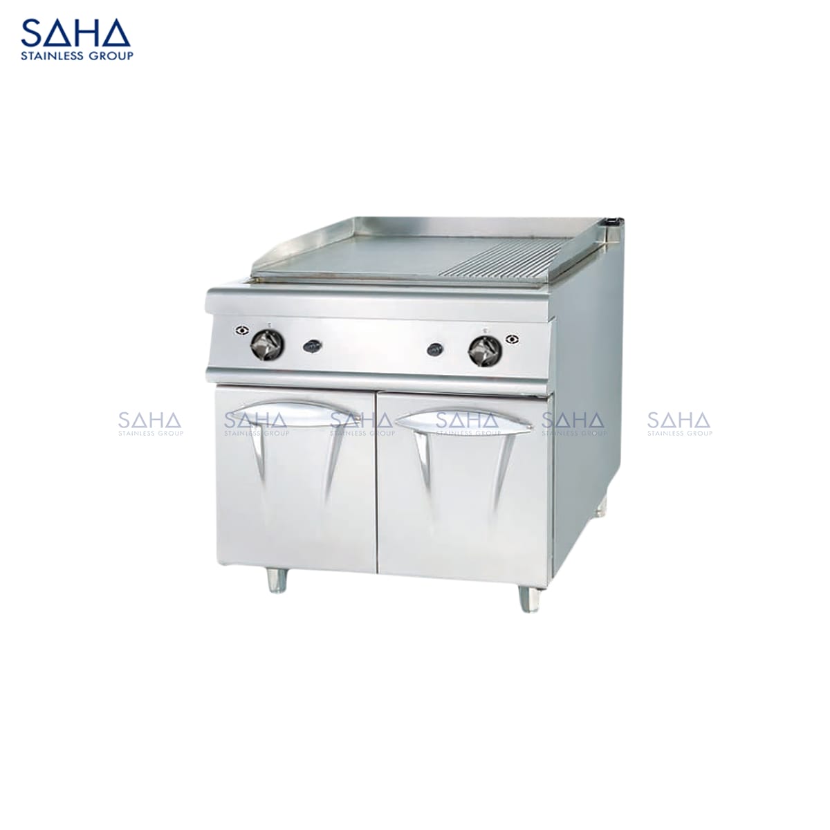 SAHA-Gas-Griddle-Smooth-Ribbed-Plate-1-3-80-Cm-with-Cabinet-90-Series-Model-SHGDS1SG80CMN-Web-1.jpg SAHA - Gas Griddle Smooth & Ribbed Plate (1/3) 80 Cm with Cabinet - SHGDS1SG80CM
