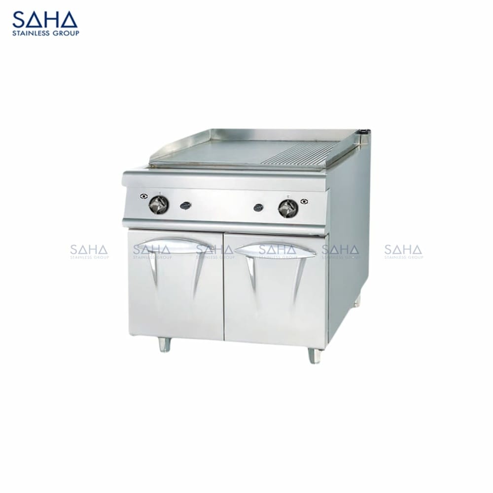 SAHA-Gas-Griddle-Smooth-Ribbed-Plate-1-3-80-Cm-with-Cabinet-90-Series-Model-SHGDS1SG80CMN-Web.jpg SAHA - Gas Griddle Smooth & Ribbed Plate (1/3) 80 Cm with Cabinet - 90 Series - SHGDS1SG80CMN