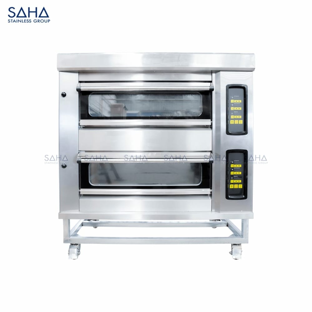SAHA-Gas-Premium-2-Tiers-4-Trays-240L-w-stone-Model-SHDOS2GPT4S.jpg เตาอบไฟฟ้า SAHA และ Gas Deck Oven คุณภาพสูง