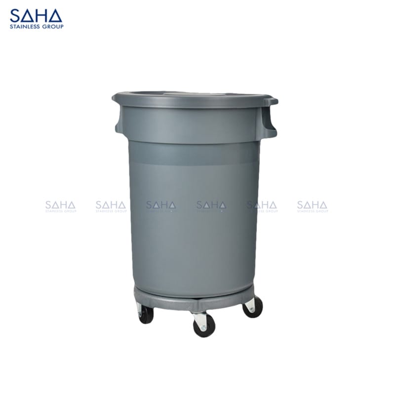 SAHA Round Gabage Bin 80 Litres with Lid and Dolly - Gray Model SHGBS1R80GLD WEB SAHA - Round Gabage Bin 80 Litres with Lid and Dolly - Gray – SHGBS1R80GLD