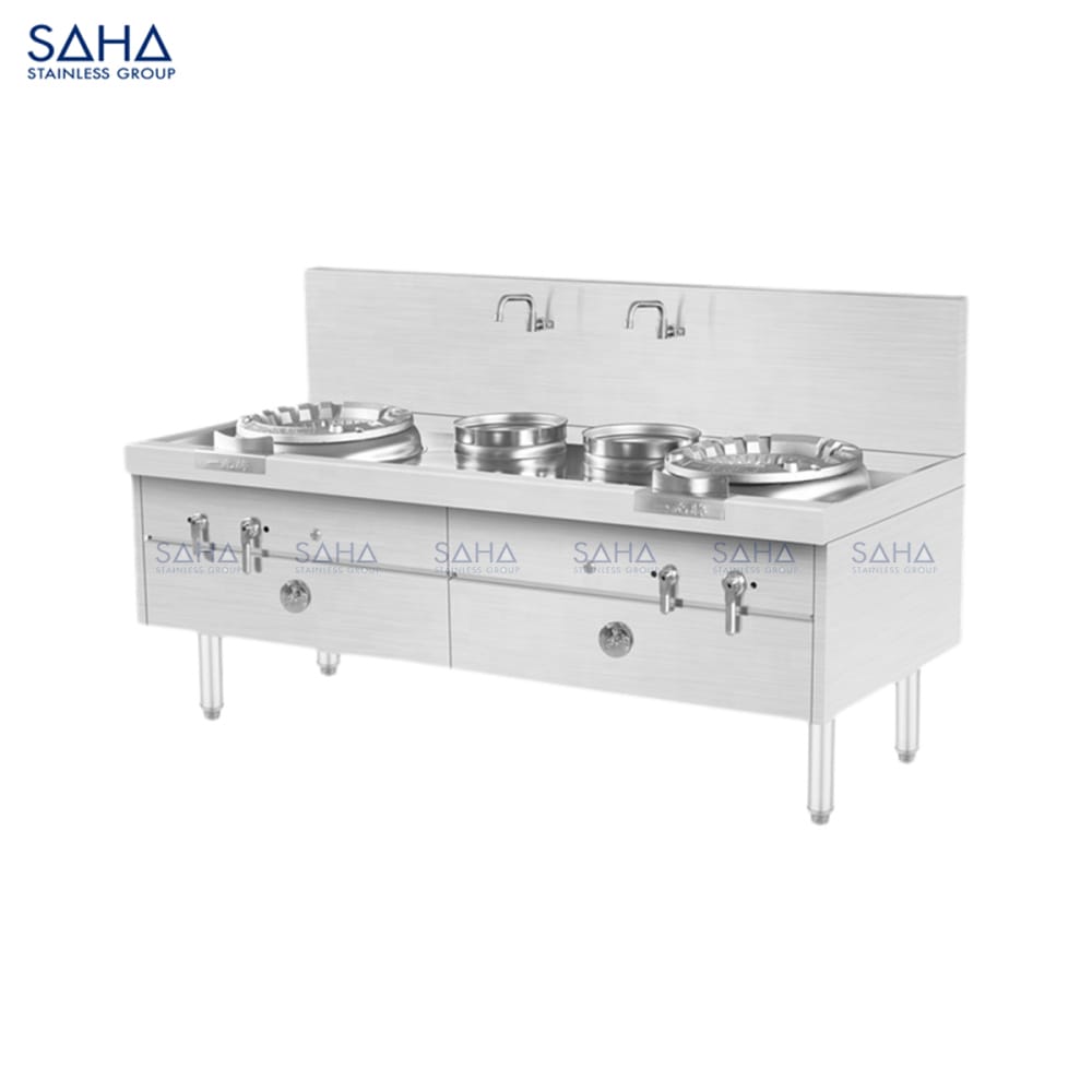 SAHA Smart Double Chinese Gas Burner 200 Cm with 2 Soup - 90 Series Model SHCNS3GB2B3N Web เตาแก๊สแบบจีน 2 หัวเตา อัจฉริยะ