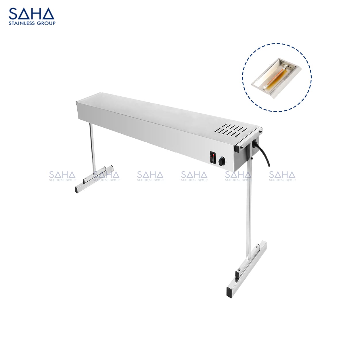 SAHA – Food Heat Lamp 90 Cm  with Light and T Leg - 1000 W – SHFHS3LL90T