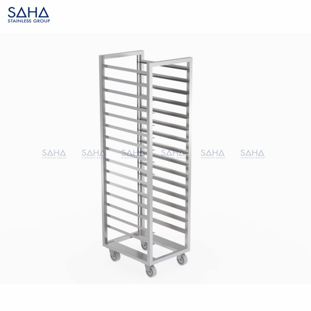 SHTL101-Trolley-Bakeryweb60.jpg SAHA - Tray Trolley With Fixed 1-side Tray Guard - SHTL101