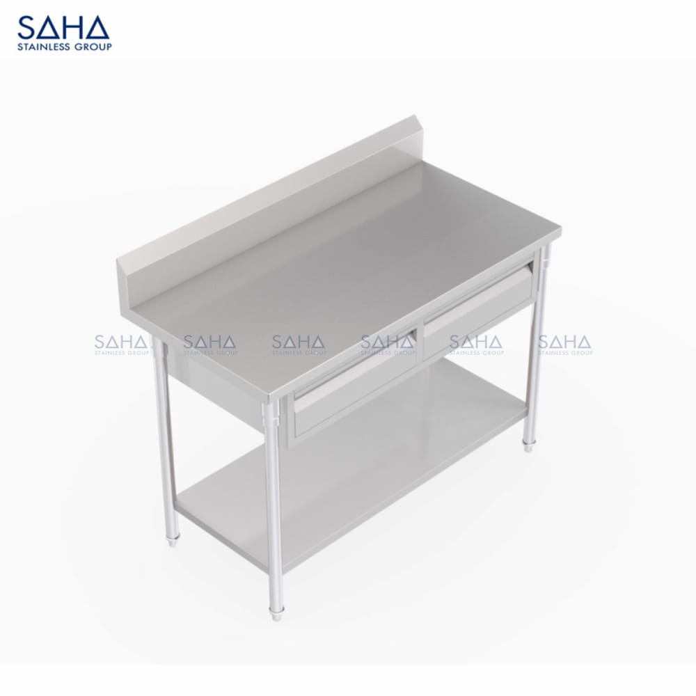 SHWT408-Work-Table-w-Shelf-Drawerweb60.jpg SAHA - Table With Drawers, Bottom Shelf And Blacksplash – SHWT408