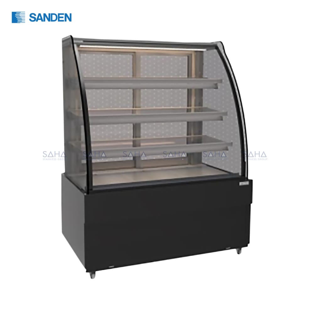 SKK-0717Z.jpg Sanden - Cake Showcase – Curved Glass 3 Shelfs – Black Color - SKK-0717Z