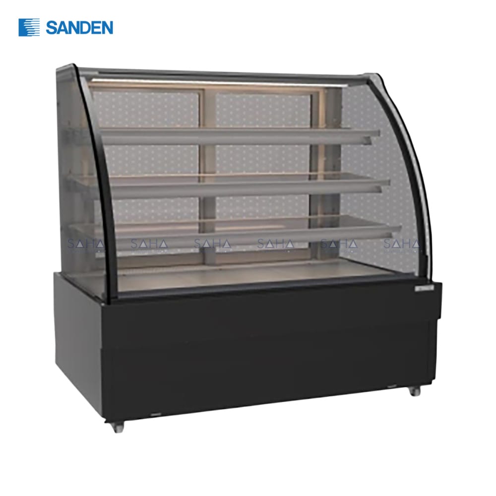 SKK-1517Z.jpg Sanden - Cake Showcase – Curved Glass 3 Shelfs - Black Color - SKK-1517Z