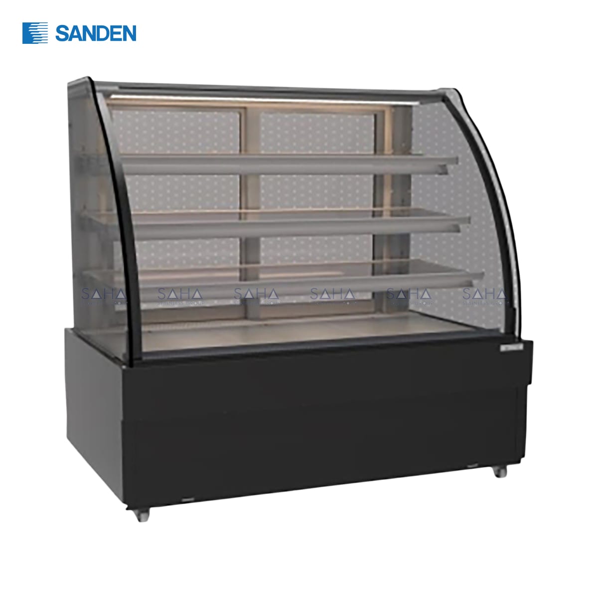 SKK-1517Z.jpg Sanden - Cake Showcase – Curved Glass 3 Shelfs - Black Color - SKK-1517Z