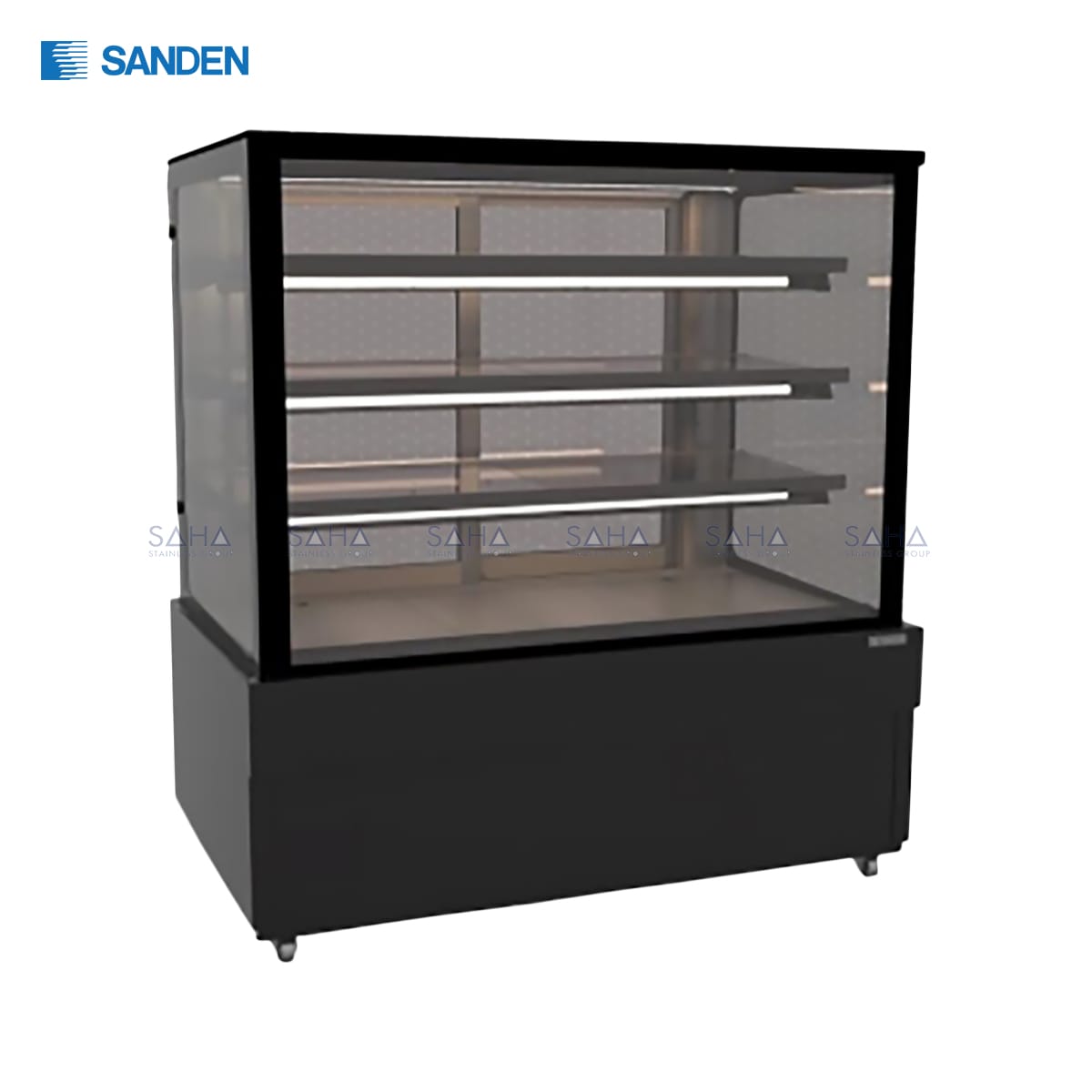 SKS-1217Z.jpg Sanden – Cake Showcase – Flat Glass 3 Shelfs – Black Color - SKS-1217Z