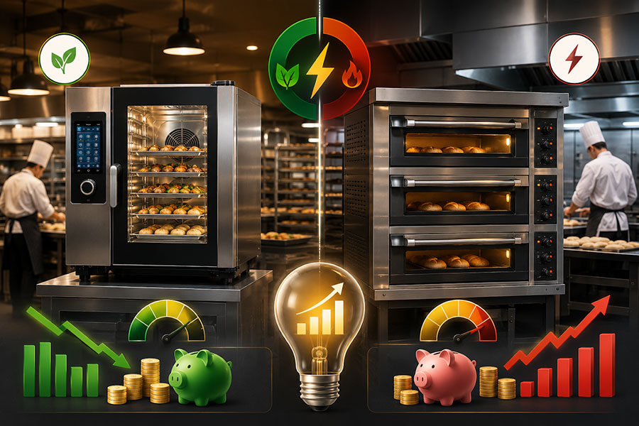 เทียบ Combi Oven และ Deck Oven ในครัวอุตสาหกรรมด้านการใช้พลังงาน