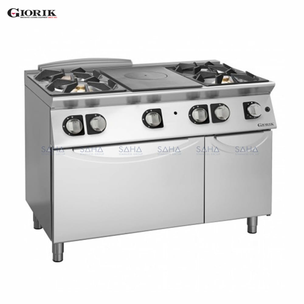 fourneaux-plaques-coup-de-feu-4-feux-pcf-centraleweb60.jpg Giorik - Unika 700 - 4 Burners Hob + Central Plate With Gas Oven And Neut. – TG76FTC