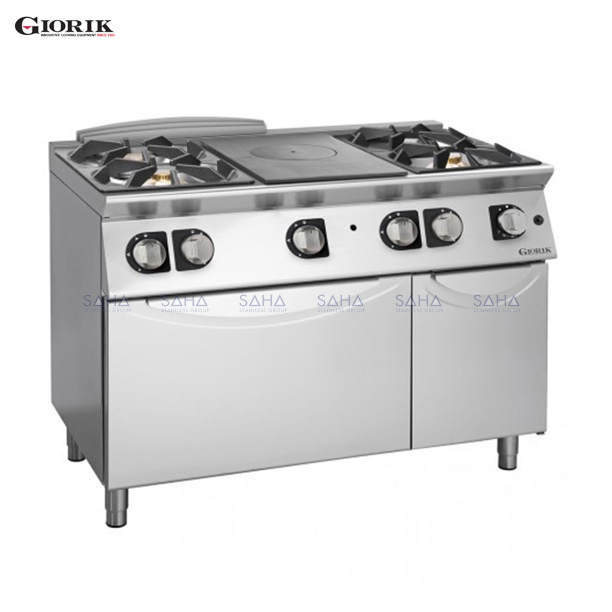 fourneaux-plaques-coup-de-feu-4-feux-pcf-centraleweb60.jpg Giorik - Unika 700 - 4 Burners Hob + Central Plate With Gas Oven And Neut. – TG76FTC