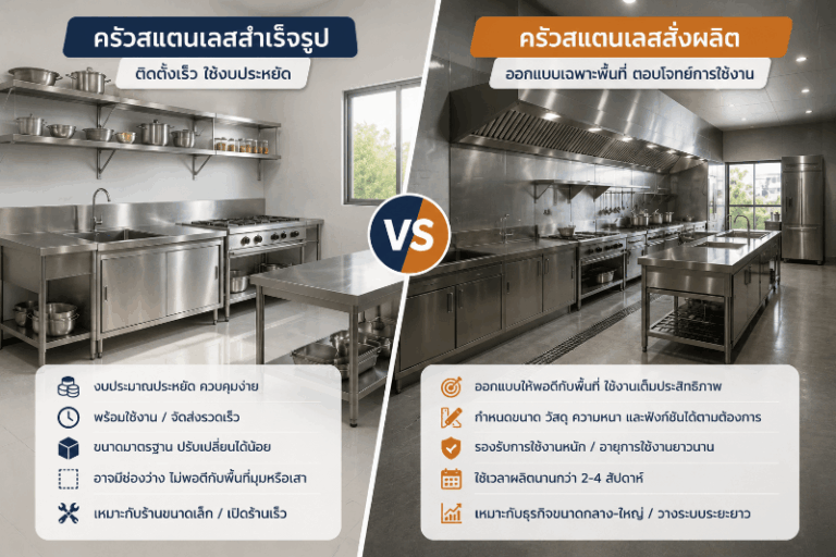 เปรียบเทียบครัวสแตนเลสสำเร็จรูปและครัวสแตนเลสสั่งผลิต